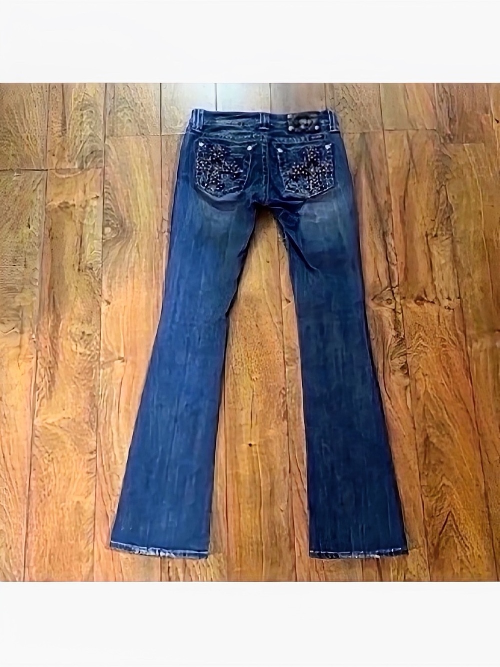 Gorgeous Y2K Miss Me Mid-Rise Boot Jeans with Embellished Pockets 34” Inseam